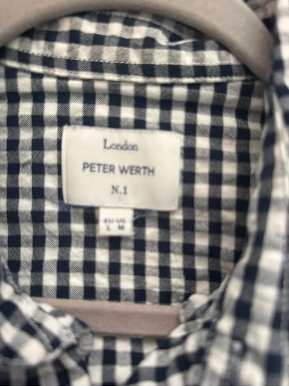 Peter Werth Men's Navy and White Gingham Button-Down Shirt